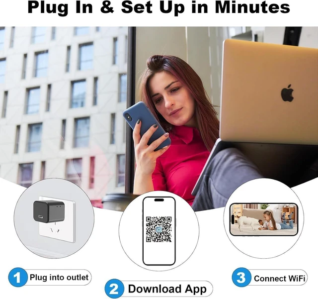 Alt view image 8 of 12 - Thirdeyes 1080P Camera Charger with 2.4G/5G WiFi, Wireless Mini Camera for Indoor Home Security, Nanny Cam for Pets & Baby, Real-Time Monitoring, Motion Detection, Plug-in Wall Charger Cam