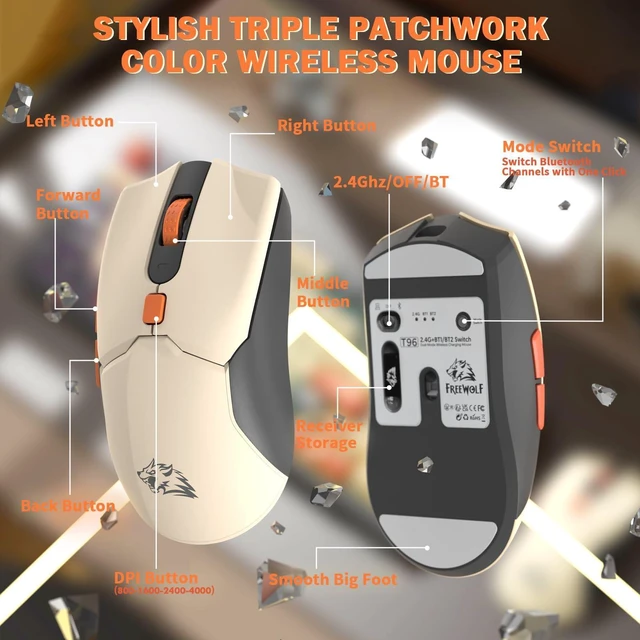 Alt view image 14 of 14 - Wireless Gaming Keyboard and Mouse Combo,Dual Bluetooth//2.4G RGB Backlit Mechanical Feeling Keyboard with Smart Display & Knob,4000 DPI Gaming Mouse for PC Laptop Mac Wins-Shimmer
