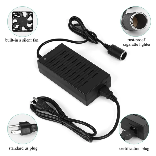 Alt view image 10 of 14 - AC to DC Converter, JRing 110-220V to 12V 15A 180W Car Cigarette Lighter Socket Power Adapter for Car Refrigerator Car Vacuum Tire Inflator and Other Car Devices