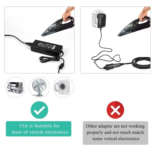 Alt view image 13 of 14 - AC to DC Converter, JRing 110-220V to 12V 15A 180W Car Cigarette Lighter Socket Power Adapter for Car Refrigerator Car Vacuum Tire Inflator and Other Car Devices