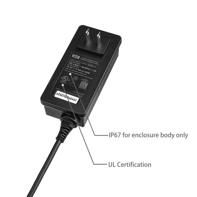 Alt view image 8 of 10 - 16.8V 2.6A Charger GC44-168260-1C AC Adapter for Aiper Scuba S1 Scuba N1 Robotic Pool Cleaner