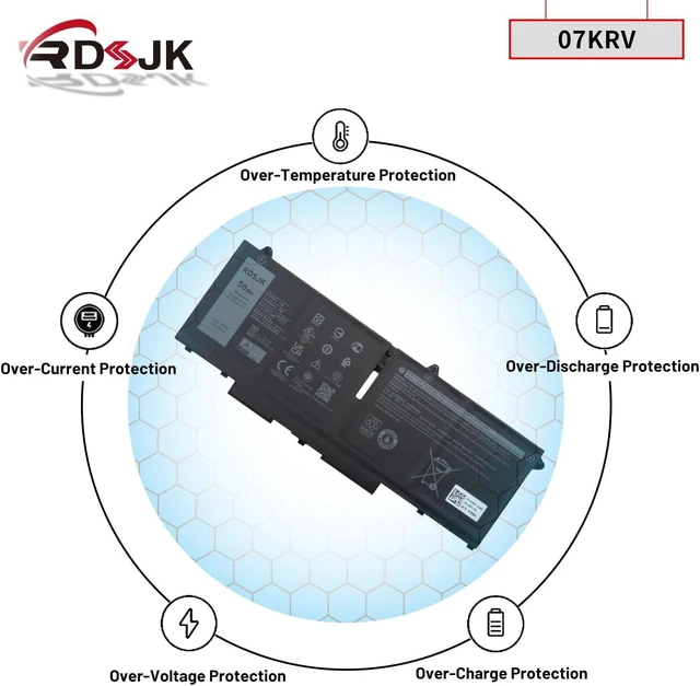 Alt view image 13 of 14 - 07KRV 58Wh Laptop Battery for Dell Latitude 7530 7430 5530 5430 5330 Precison 3570 P104F005 P104F006 P137G004 P137G005 P137G006 H4PVC 0H4PVC Y86WG 0Y86WG 8WRCR 08WRCR 78FWY 078FWY 04FVJG 15.2V 3625mAh