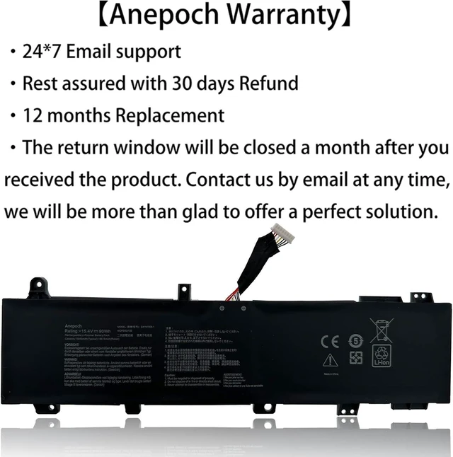 Alt view image 9 of 14 - C41N1906-1 (Long line) Laptop Battery Replacement for ASUS TUF Gaming A15 FA506 FA506IU FA506IV FA506QR 2021 F15 FX506 FX506H FX506HM FX506L FX506LI A17 FA706 FA706II F FA706QR 15.4V 90Wh