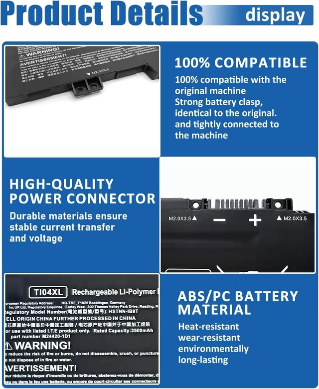 Alt view image 9 of 12 - 55.67Wh 4-Cell TI04XL M24563-005 Battery Replacement for HP Envy 17 Envy 17-ch Series Laptop HP Envy 17 Envy 17-ch Series Laptop HSTNN-IB9T M24420-1D1 M24563-005 TI04055XL M24420-1C1 -15.12V