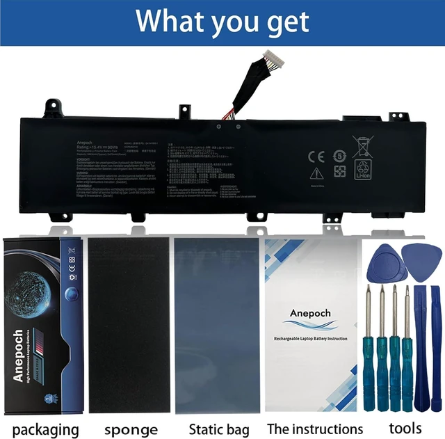 Alt view image 10 of 14 - C41N1906-1 (Long line) Laptop Battery Replacement for ASUS TUF Gaming A15 FA506 FA506IU FA506IV FA506QR 2021 F15 FX506 FX506H FX506HM FX506L FX506LI A17 FA706 FA706II F FA706QR 15.4V 90Wh