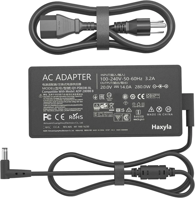 Alt view image 8 of 14 - 280W Charger Compatible with Asus Rog Strix G15 G16 G17 G18 G513R G513Q G713Q Zephyrus M16 Flow X16 Scar 15 17 G532L G533Z G732L G733Z G731G G531G G703G ADP-280BB B Gaming Laptop Power Supply Adapter