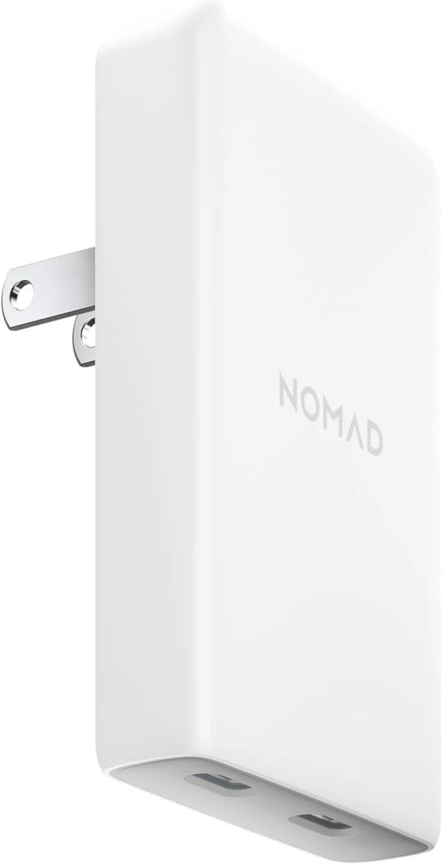 Alt view image 8 of 14 - Nomad Slim Power Adapter, Flat Wall Charger with Dual USB C Cable Ports, Slim Block with Fast Charge Ports, Charger Block Flat USB C Plug (White 65W)