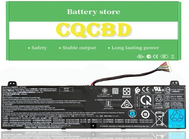 Alt view image 8 of 14 - AP18JHQ Battery for Acer ConceptD 7 CN715-71 Predator Triton 500 PT515-51 PT515-52 Series Notebook KT.00408.001 4ICP8/35/142 15.2V 84.36Wh/5550mAh