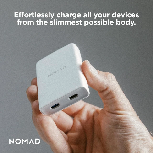 Alt view image 13 of 14 - Nomad Slim Power Adapter, Flat Wall Charger with Dual USB C Cable Ports, Slim Block with Fast Charge Ports, Charger Block Flat USB C Plug (White 65W)