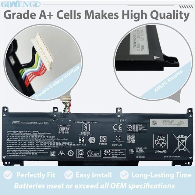Alt view image 10 of 14 - RH03XL M02027-005 Laptop Battery Replacement for HP ProBook 430 440 445 450 455 630 640 650 G8 G9 G10 EliteBook 645 650 655 G9 G10 series M01524-541 RHO3XL HSTNN-IB9Q M01524-AC1 M75017-171 45Wh