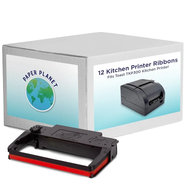 Alt view image 6 of 10 - Red and Black Ink Printer Ribbons for Toast Kitchen Printer by Paper Planet ^^ 12 Ribbons ^^ TKP300 SNBC BTP-M300