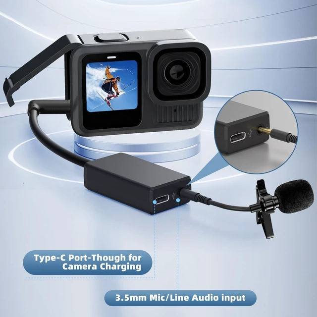Alt view image 7 of 10 - Runpower External Mic Adapter for Go Pro Hero 13/12/11/10/9/8/7/6/5 Black, Type-C to 3.5mm Microphone Converter for Clear and Authentic Sound in Vlogging and Video Recording (1 Pack)