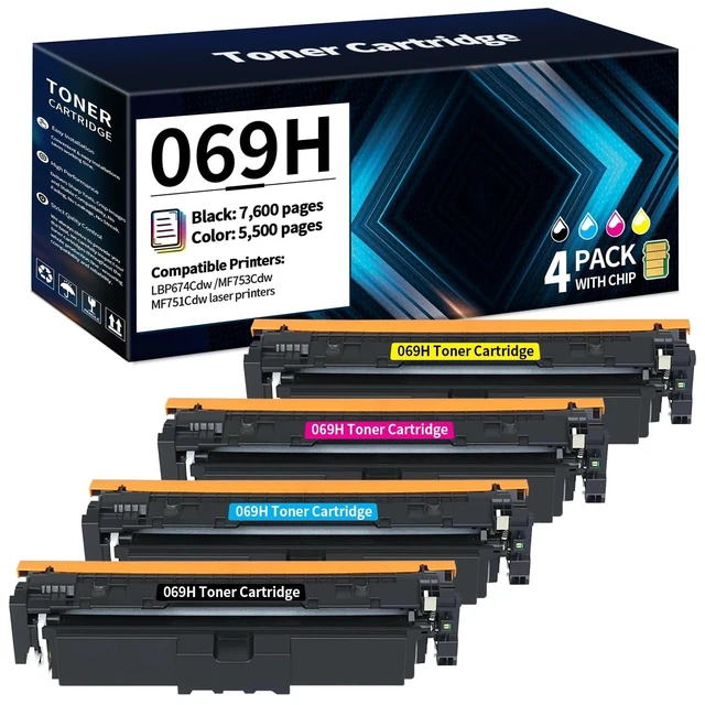 Alt view image 6 of 10 - with Chip 4PACK 069H 069 Toner Cartridge Super High-Yield Replacement for Canon 069H 069 Toner Cartridge Compatible with imageCLASS LBP673Cdw LBP674Cx LBP674Cdw MF752Cdw MF753Cdw Printer