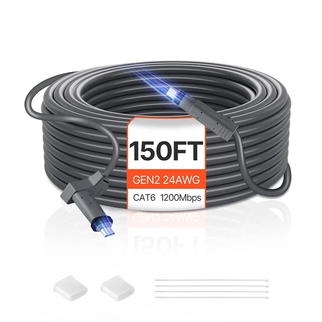 Alt view image 8 of 14 - VEVOR Starlink Gen 2 Cable, 150 FT, 24 AWG Copper Core, Durable Extension Cable for Standard Generation 2, Compatible with Starlink Rectangular Satellite V2, Flexible Wiring for RV, Backyard, Camping