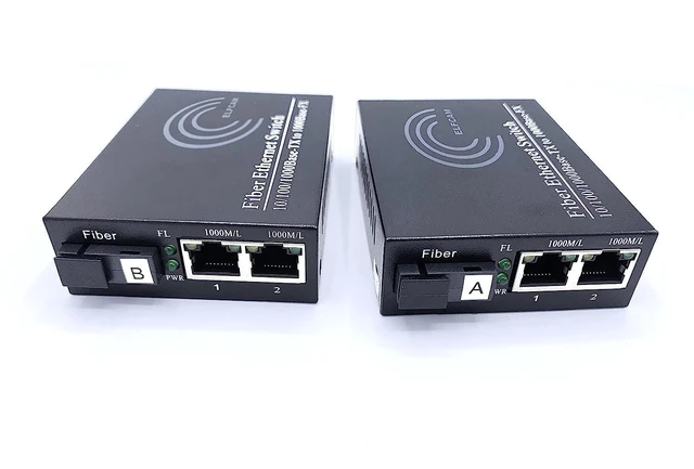 Alt view image 8 of 14 - Elfcam® - 1 Pair Fiber Ethernet Converters, SFP Media Converter Included, Up to 20KM Distance on Single Mode SC Fiber Optic (2 RJ45 Ports *2 RJ45 Ports)