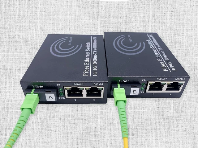 Alt view image 11 of 14 - Elfcam® - 1 Pair Fiber Ethernet Converters, SFP Media Converter Included, Up to 20KM Distance on Single Mode SC Fiber Optic (2 RJ45 Ports *2 RJ45 Ports)