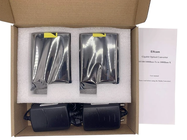 Alt view image 14 of 14 - Elfcam® - 1 Pair Fiber Ethernet Converters, SFP Media Converter Included, Up to 20KM Distance on Single Mode SC Fiber Optic (2 RJ45 Ports *2 RJ45 Ports)