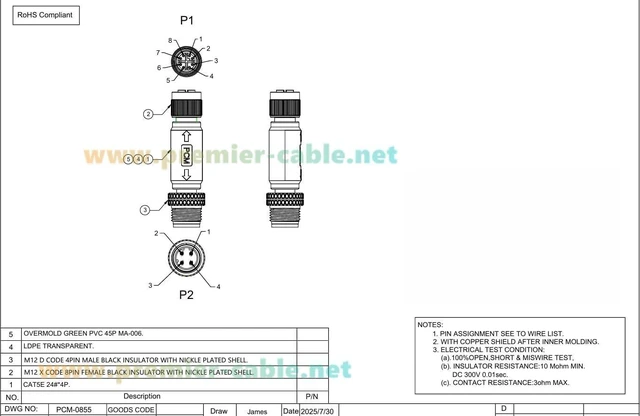 Alt view image 10 of 10 - IP67 M12 D-Code Male to X-Code Female Industrial Ethernet Inline Adapter 100Mbps Cat5e Shielded Connector Compatible with 6GK1901-0DE10-6AA0, for PROFINET, EtherNet/IP, Modbus TCP (2PCS)