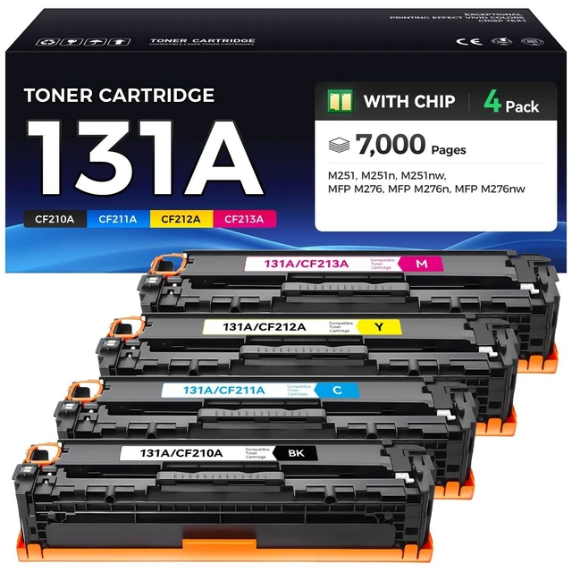 Alt view image 6 of 10 - caink 131A Toner Cartridge 4-Pack Black Cyan Yellow Magenta with Chip High Yield Replacement for HP 131A 131X Toner Compatible for HP LaserJet Pro 200 Color MFP M276nw M276n M251nw M251n Printer