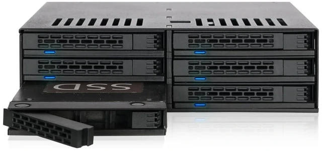 Alt view image 2 of 2 - ICY DOCK MB326SP-1B 6-Bay 2.5 SATA/SAS SSD/HDD Hot-Swap Mobile Rack Enclosure with Tool-Less SSD Mounting System for 5.25 Drive Bay (6 x SATA 7pin)