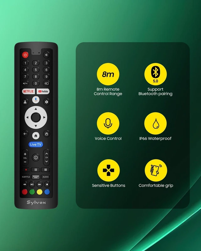 Alt view image 7 of 10 - Sylvox Remote Control for Outdoor TV, Compatible for Frameless & 3.0 Series Outdoor TVs, IP66 Waterproof, Support Infrared, Bluetooth and Voice Control