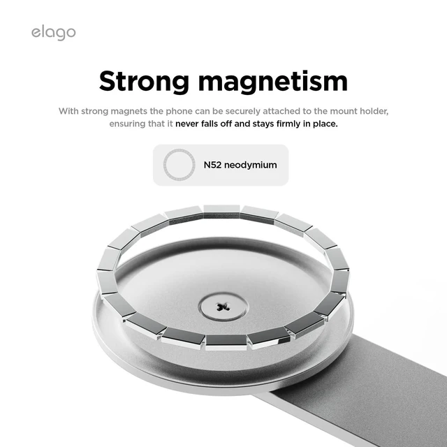 Alt view image 10 of 10 - elago Magnetic Laptop Phone Holder Mount Compatible with iPhone 15/14/ 13/12 MagSafe, Adjustable Phone Monitor Side Mount, Slim, Portable, Foldable, Compatible with MacBook (Silver)