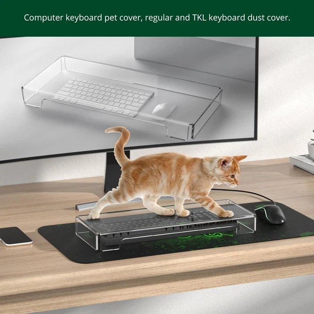 Alt view image 10 of 10 - BOSSCASA Acrylic Computer Keyboard Cover, Mechanical Keyboard Dust Cover PC Keyboard Cat Protector, Cat Keyboard Protector (2 Pack, Clear)