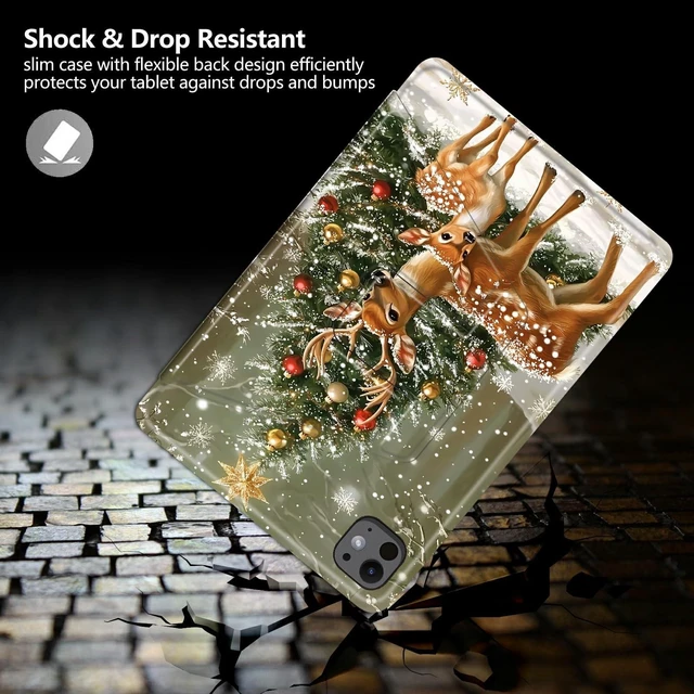 Alt view image 7 of 10 - Case for iPad Pro 13 Inch Case M4(2024) Beautiful Christmas Deer Theme 360 Degree Rotating Stand Protective Cover with Auto Sleep/Wake