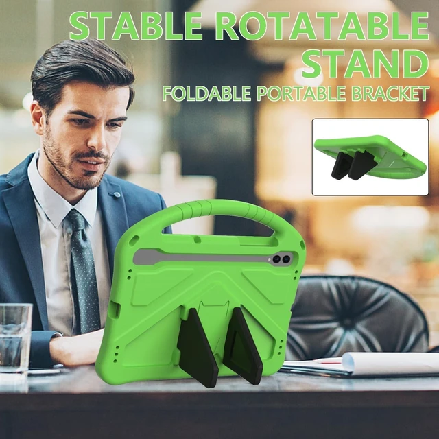 Alt view image 8 of 10 - YRH Case for Samsung Galaxy Tab S10 Lite/S10 FE/S9 FE (10.9''), Kids EVA Protective Cover with Stand Handle, Green