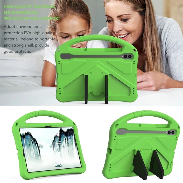 Alt view image 9 of 10 - YRH Case for Samsung Galaxy Tab S10 Lite/S10 FE/S9 FE (10.9''), Kids EVA Protective Cover with Stand Handle, Green