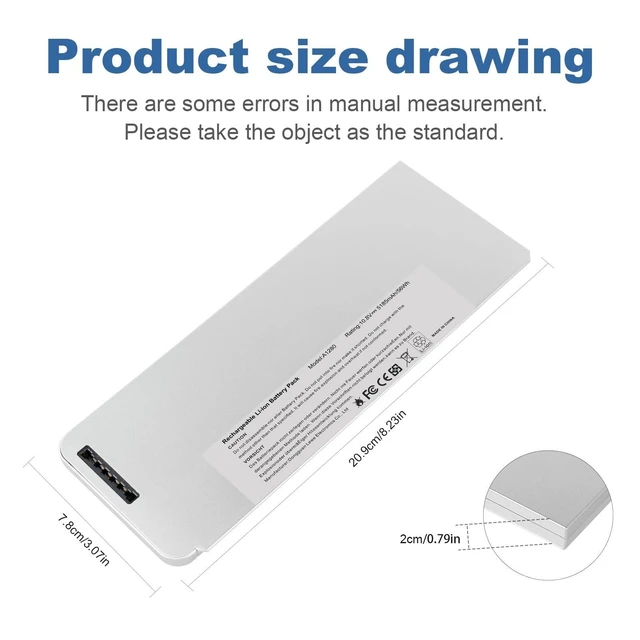 Alt view image 7 of 10 - TREE.NB 56Wh A1280 Laptop Battery for Apple A1280 A1278 (2008 Version) MacBook 13-Inch Series, Compabiel for MB771G/A MB467LL/A MB466LL/A