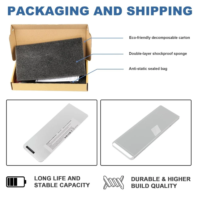 Alt view image 10 of 10 - TREE.NB 56Wh A1280 Laptop Battery for Apple A1280 A1278 (2008 Version) MacBook 13-Inch Series, Compabiel for MB771G/A MB467LL/A MB466LL/A