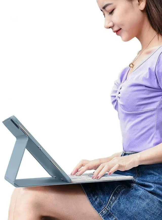 Alt view image 9 of 10 - Backlit Keyboard Case for iPad 9th Gen/8th Gen/7th Gen 10.2 inch 2021/2020/2019, iPad Pro 10.5"/iPad Air 3rd Gen Case with Rainbow Backlight Detachable Keyboard Cute Candy Color ,Purple+White
