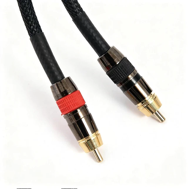 Alt view image 9 of 10 - Professional Audio Cable Set, Black Braided RCA to 1/4 Inch Dual Connector, Gold-Plated Terminals, Studio Quality Sound Connection (196, Inches)