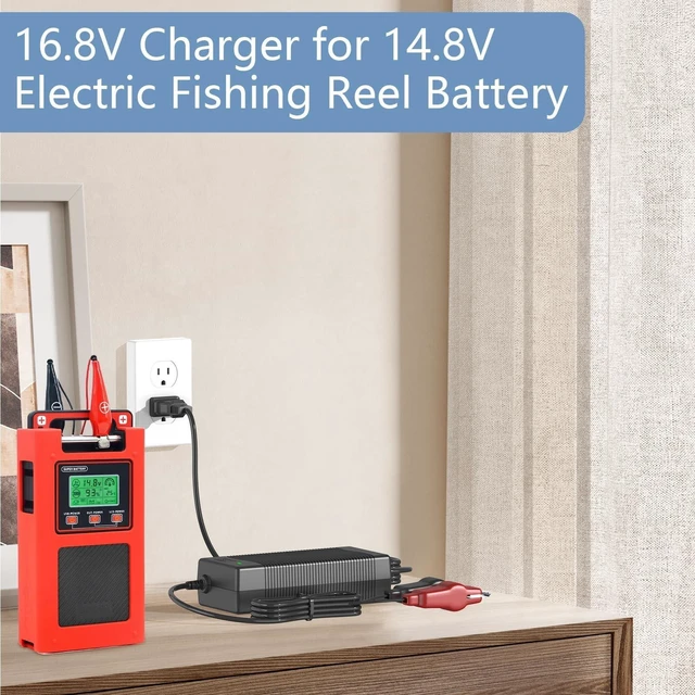 Alt view image 8 of 10 - 16.8V Charger for Electric Fishing Reel Replacement for 14.8V Electric Fishing Reel Lithium Battery Charger