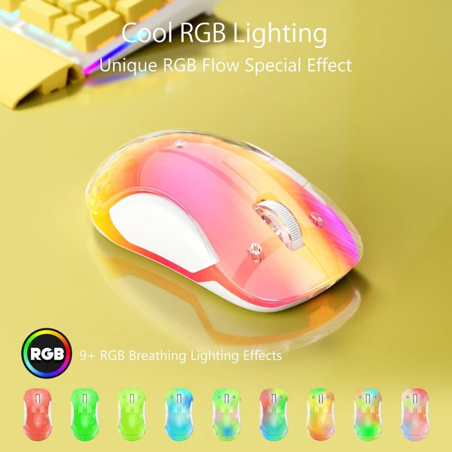 Alt view image 7 of 10 - memzuoix 2.4G Wireless Mouse with Customizable Cover & 9-Color LED - Rechargeable Ergonomic, 1400 DPI, 5 Buttons, USB Receiver for PC/Mac - Yellow