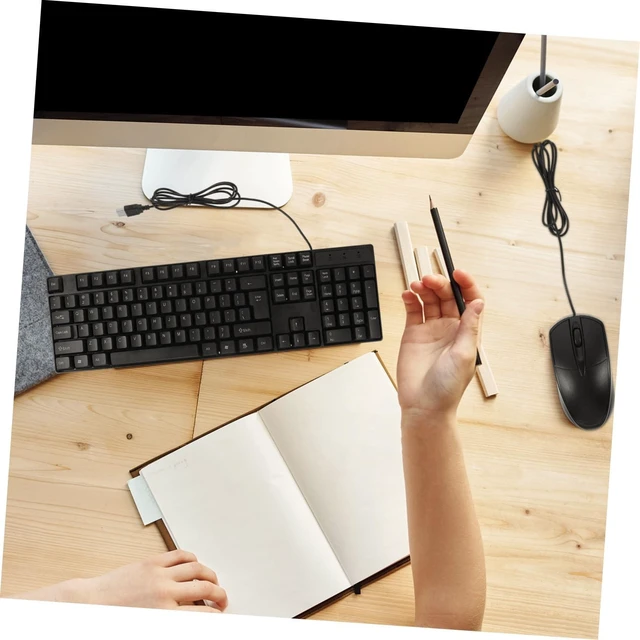 Alt view image 10 of 10 - OKUMEYR Wired Keyboard Mouse Combo Full Size USB Plug and Play Keyboard and Mouse Set for Typing Gaming and Work 17.32X5.31X0.98 Inch