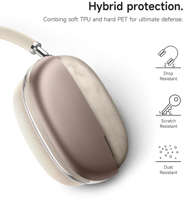 Alt view image 8 of 10 - SURITCH for AirPods Max Case Cover, TPU Anti-Scratch Ear Cups Cover for AirPods Max Headphones, Rugged Shockproof Accessories Protective Cover for Apple AirPods Max - Desert Titanium