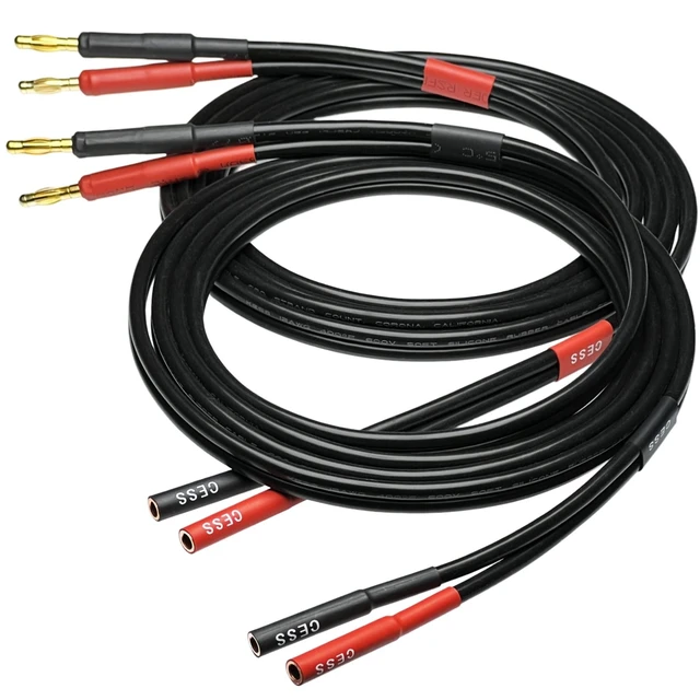 Alt view image 6 of 10 - CNCESS CESS-029-6f Male Banana Plug to Female Banana Jack Speaker Extension Cable, Silicone Cable, 2 Pack (6 Feet)