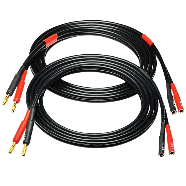 Alt view image 10 of 10 - CNCESS CESS-029-6f Male Banana Plug to Female Banana Jack Speaker Extension Cable, Silicone Cable, 2 Pack (6 Feet)