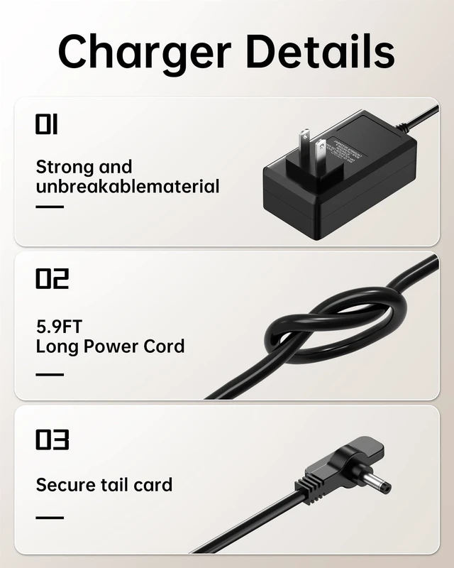 Alt view image 9 of 10 - 12V Charger Replacement for Shark Flex Breeze Fan, Power Cord Compatible with Shark Fan FA222(WH), FA302(WH)