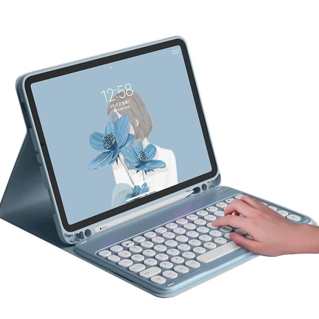 Alt view image 6 of 10 - Keyboard Case for Galaxy Tab A7 10.4 inch 2020 Color Keyboard Cute Round Key Wireless Detachable BT Keyboard Cover with Pencil Holder (Black)