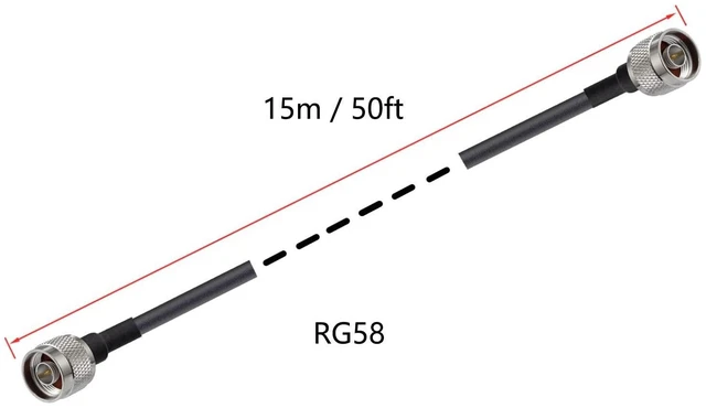 Alt view image 6 of 6 - POBADY N to N Male Jumper N Male to N Male Low Loss Coaxial Cable RG58 49.2FT/15M for 3G 4G 5G LTE Antenna Ham Radio GPS WiFi