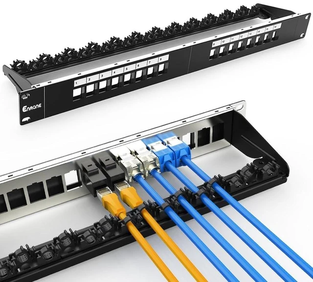 Alt view image 6 of 10 - Enmane 16 Port Patch Panel Blank Keystone Patch Panel 1U Network with Smart Cable(No Cable Tie Required) Management for 19inch Rackmount