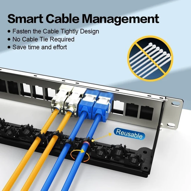 Alt view image 7 of 10 - Enmane 16 Port Patch Panel Blank Keystone Patch Panel 1U Network with Smart Cable(No Cable Tie Required) Management for 19inch Rackmount