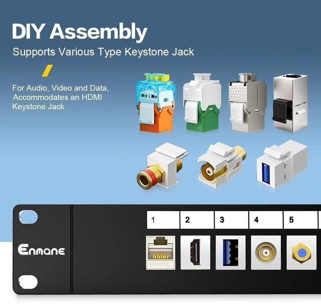 Alt view image 8 of 10 - Enmane 16 Port Patch Panel Blank Keystone Patch Panel 1U Network with Smart Cable(No Cable Tie Required) Management for 19inch Rackmount