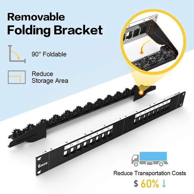 Alt view image 9 of 10 - Enmane 16 Port Patch Panel Blank Keystone Patch Panel 1U Network with Smart Cable(No Cable Tie Required) Management for 19inch Rackmount