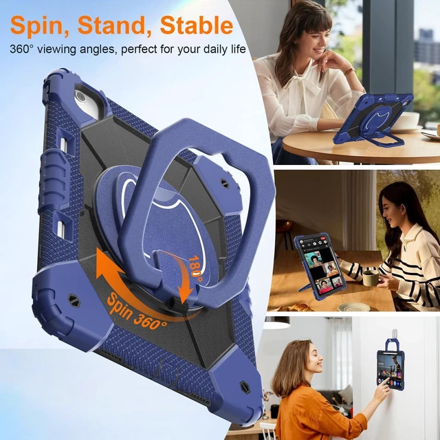 Alt view image 8 of 10 - Case for iPad Air 13 Inch Case M4 2026/M3 2025/ M2 2024, Auorld for iPad Air 13 Inch Case M4 2026 Case with Screen Protector, 360 Degree Rotating Stand Shoulder Strap Pencil Holder, Navy Black