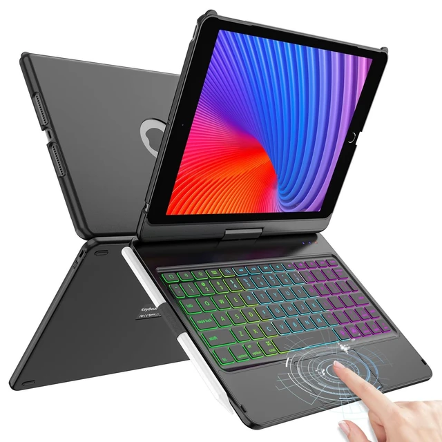 Alt view image 6 of 10 - HOTLIFE Keyboard Case for iPad 10.2 9th/8th/7th Gen,Touch Keyboard for iPads 9th Generation/8th Gen/7th Gen-360 Rotatable Protective Cover-iPad Keyboard 9th/8th/7th Gen with Pencil Holder