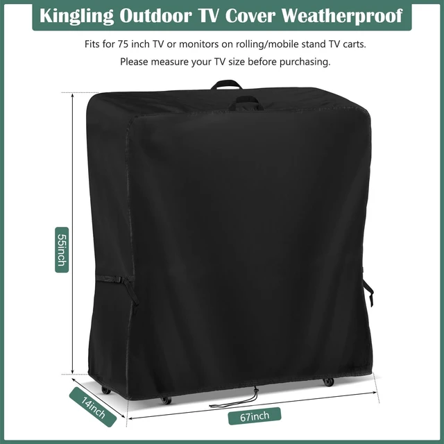 Alt view image 7 of 10 - Kingling Outdoor TV Cover 67 Inch Weatherproof for 75 Inch TV, Waterproof Outdoor TV Stand Covers For Mobile TV Carts Stand, TV Screen Protection Covers For Outside- 67L x 14W x 55H(Cover Only)